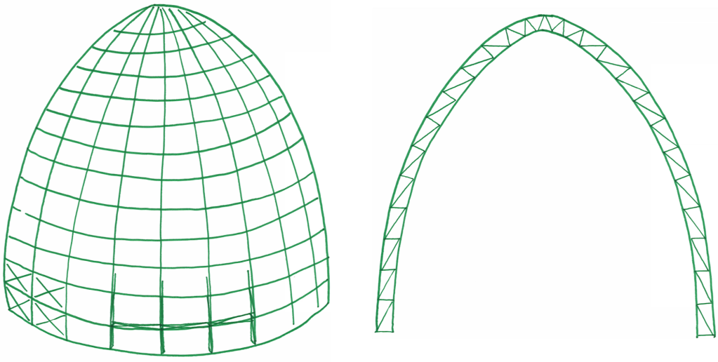 Spaghetti dome 3D and section